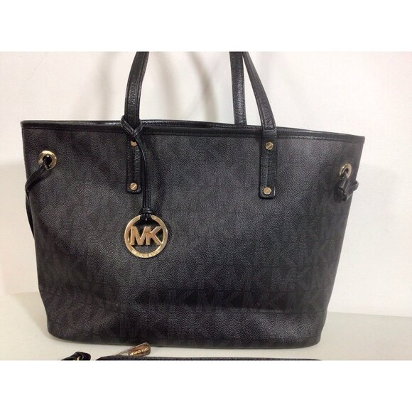 Michael Kors Leather Tote Bag Purse with Matching Pouch - Picture 4 of 9